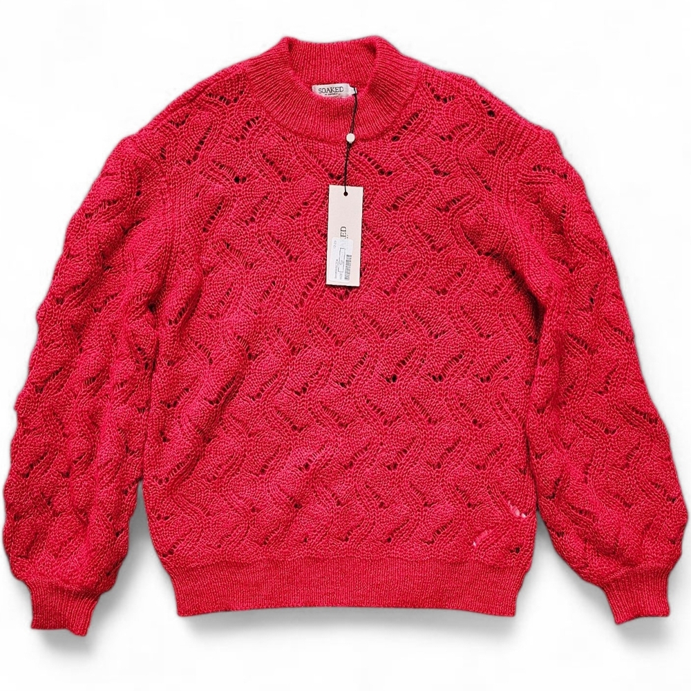 NWT Soaked in Luxury Frida Pullover Red Knit Sweater